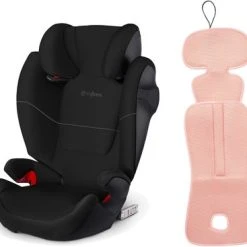 Cybex Solution M-Fix Beltestol Inkl. Ventilerende Pute, Pure Black/Mellow Rose