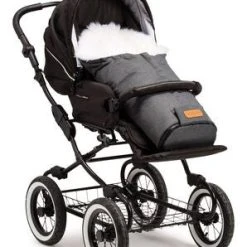 Nordlys Minivognpose Lammeskinn Uklippet, Grey Melange/White -jollyroom Salg NL MINI FOOTMUFF LS OK GREY WHITE 2266 4