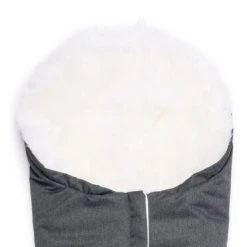 Nordlys Minivognpose Lammeskinn Uklippet, Grey Melange/White -jollyroom Salg NL MINI FOOTMUFF LS OK GREY WHITE 2266 4c