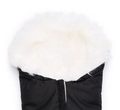 Nordlys Minivognpose Lammeskinn Uklippet, Svart/Hvit 7 Nordlys Minivognpose Lammeskinn Uklippet, Svart/Hvit - Bilde 5